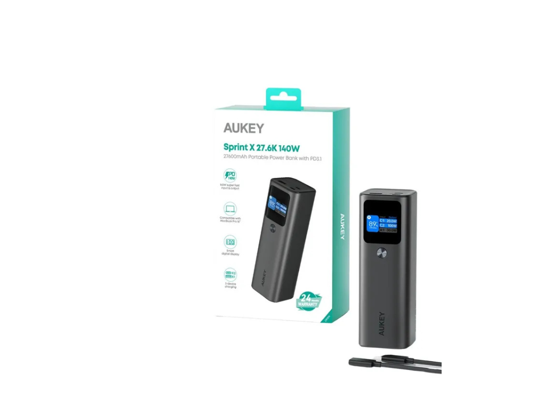Buy Aukey 26800mAh Power Bank 140W PD - Gray in Qatar Buy Aukey 26800mAh Power Bank 140W PD - Gray in Qatar